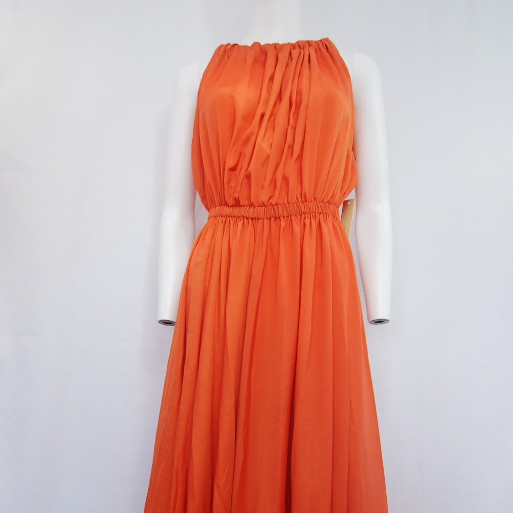 Sugar Lips Orange Sleeveless Long Dress